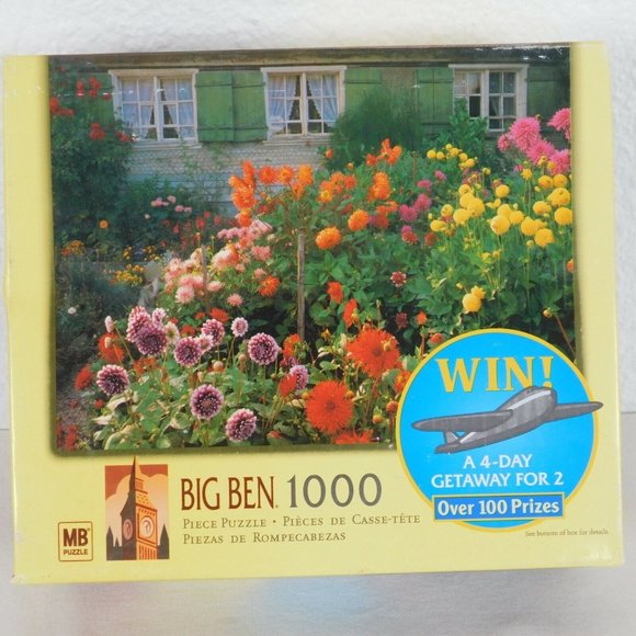 Dahlias in Garden Big Ben Jigsaw Puzzle Hasbro 2003 Sealed Box Damage Age 12+ - Picture 1 of 6